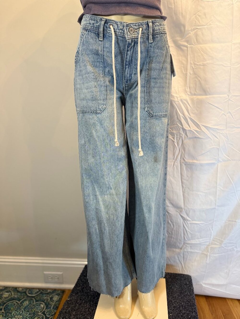 Lucky Brand Liquid Denim  Wide Leg Baggy Blue Jeans Women's S New With Tags!